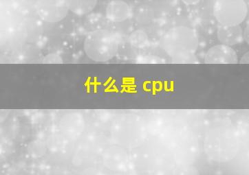 什么是 cpu